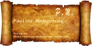 Pavlisz Modesztusz névjegykártya
